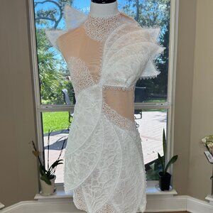 High neck floral mini dress